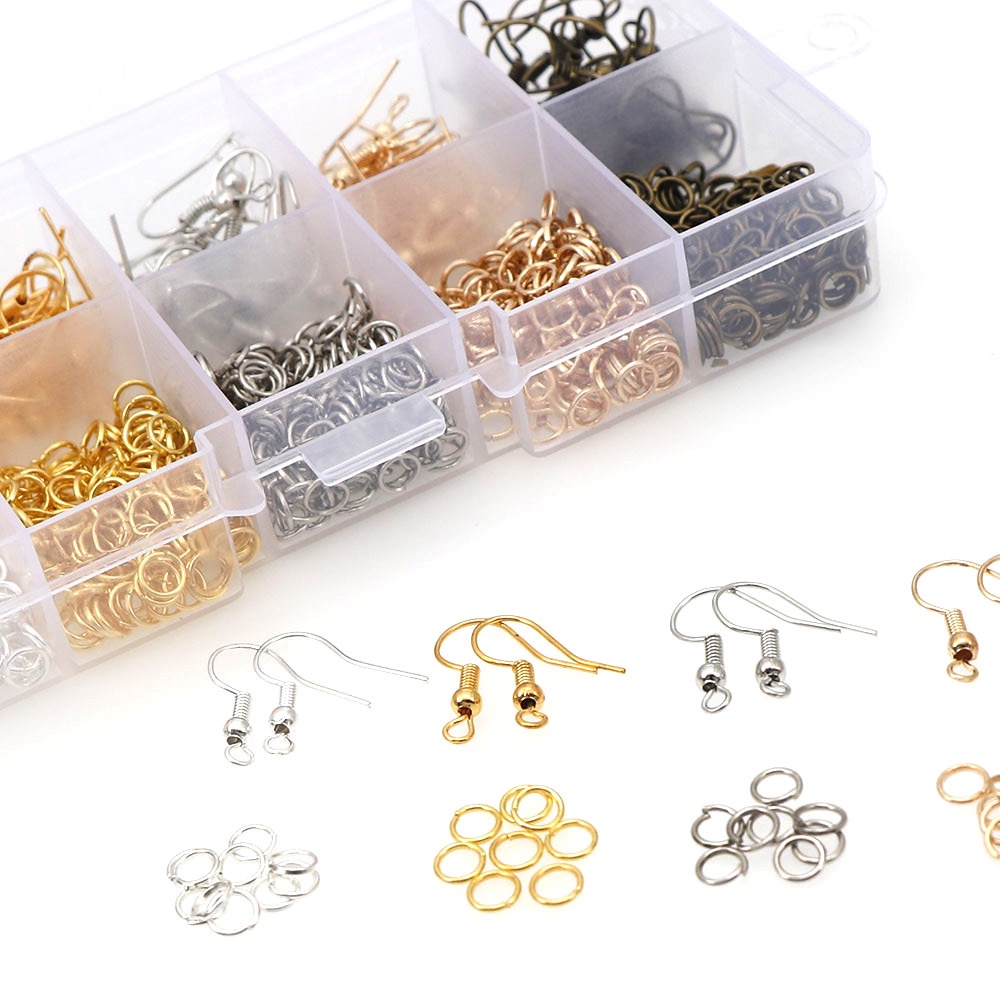 500pcs Cincin Terbuka + 100pcs Kait Konektor Anting Untuk Aksesoris Perhiasan DIY