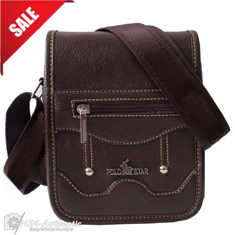 Tas kulit-tas selempang Bahu Kerja kulit pria tas selendang kulit pria crossbody bag kulit pria outdoor-Coffee