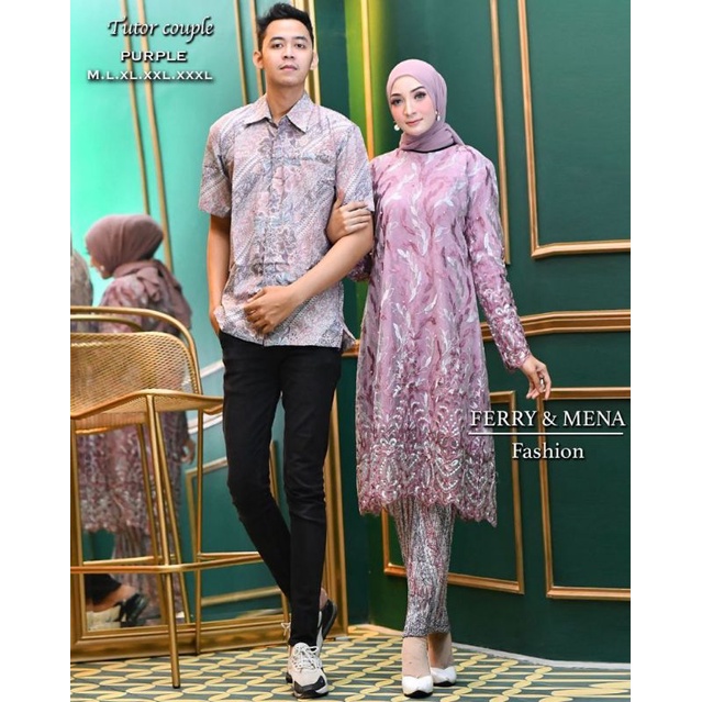 Couple Kebaya Tunik Tulle dan Kemeja Batik / Kebaya Couple / Kebaya Lamaran / Kebaya Couple / Kebaya