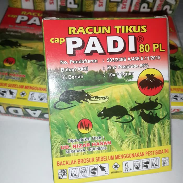 [28 GRAM] ( harga 1 box isi 10 pcs ) RACUN TIKUS - MEREK PADI - JAMINAN ASLI