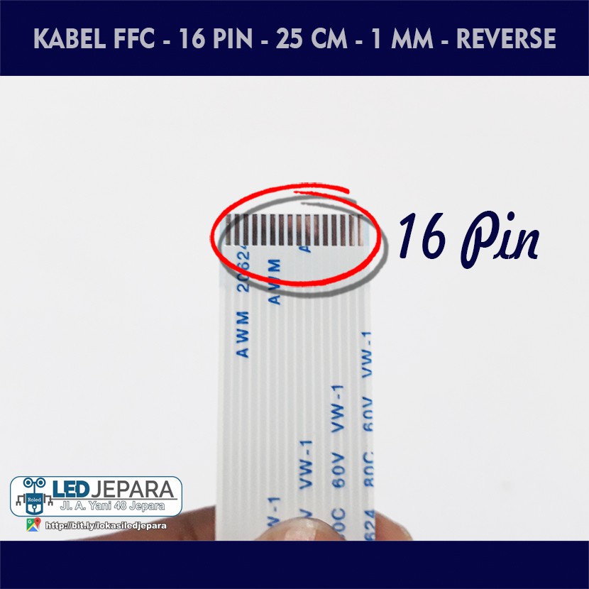 FFC Kabel Flexible 16 Pin 25 CM Terbalik