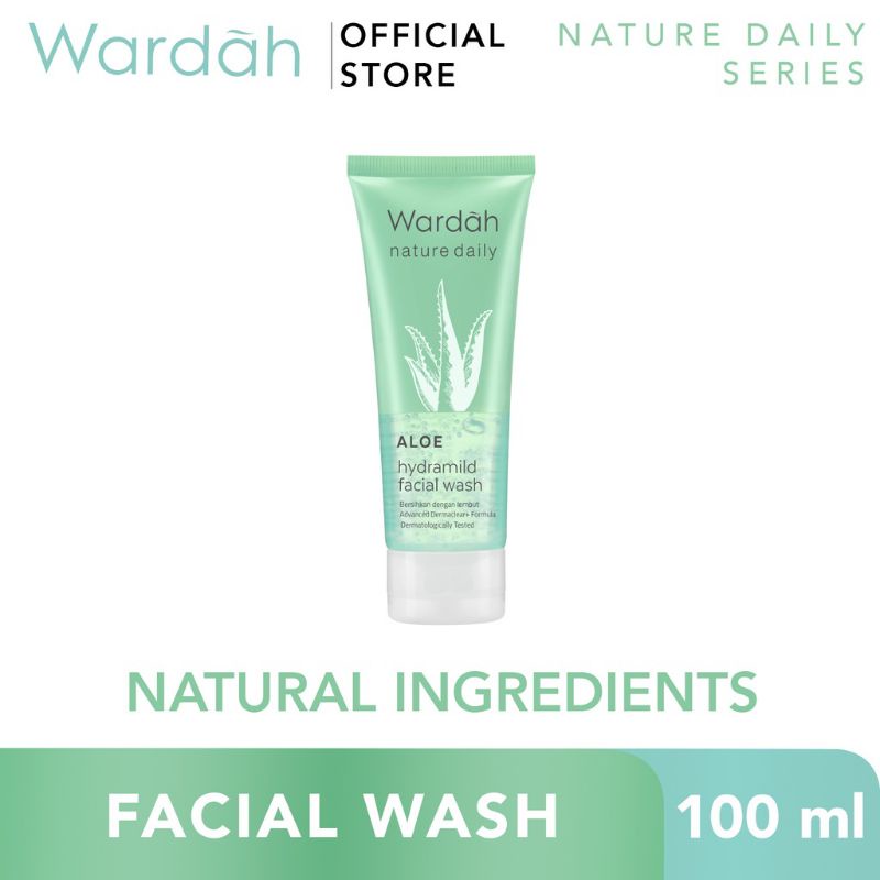 Wardah Nature Daily Aloe Hydramid Facial Wash 60ml &amp; 100ml | Gel Pembersih Wajah