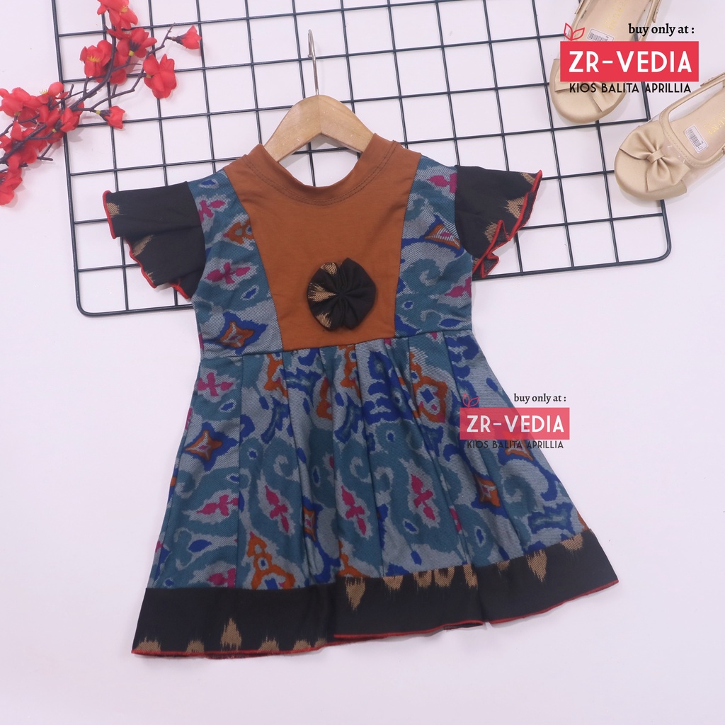 (BATIK) Dress Tania uk 6-18 Bulan / Dress Anak Perempuan Lengan Pendek Baby Brand Baju Pesta Murah