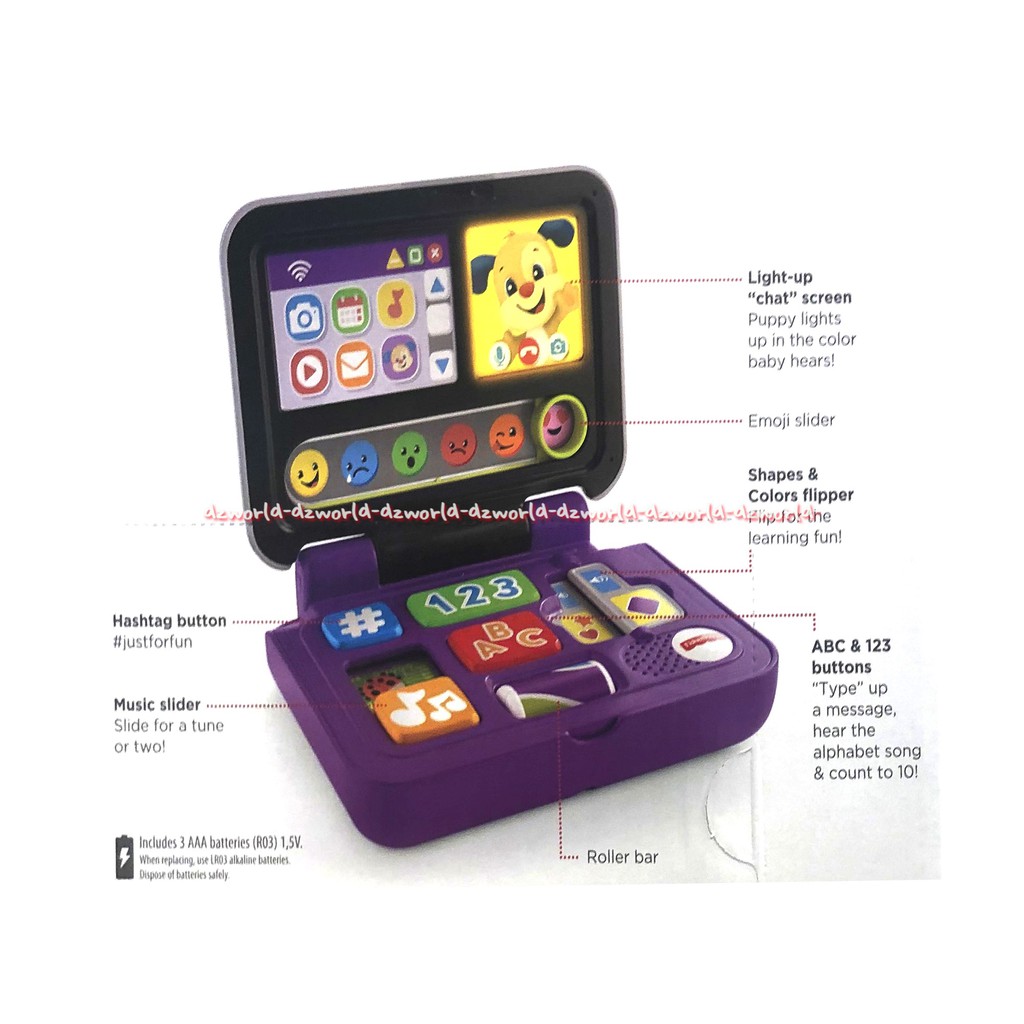 Fisher Price Purple Laptop Multi Color Light Dance Along To Music Alat Game Untuk Balita