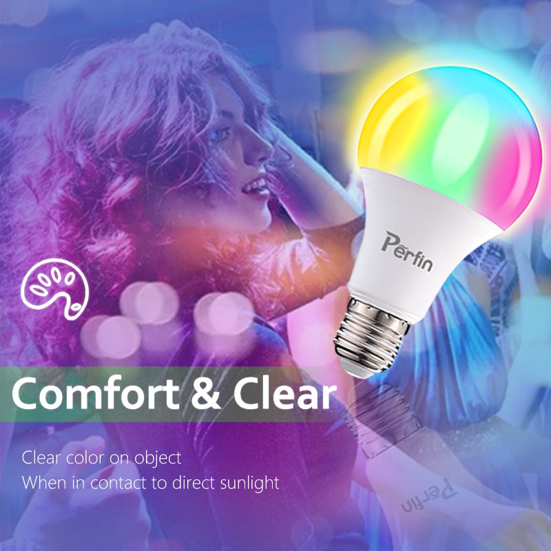 BLINGO x Perfin Lampu Bohlam RGB Lampu Bohlam LED  Berubah Warna Dengan Remote Control 10Watt