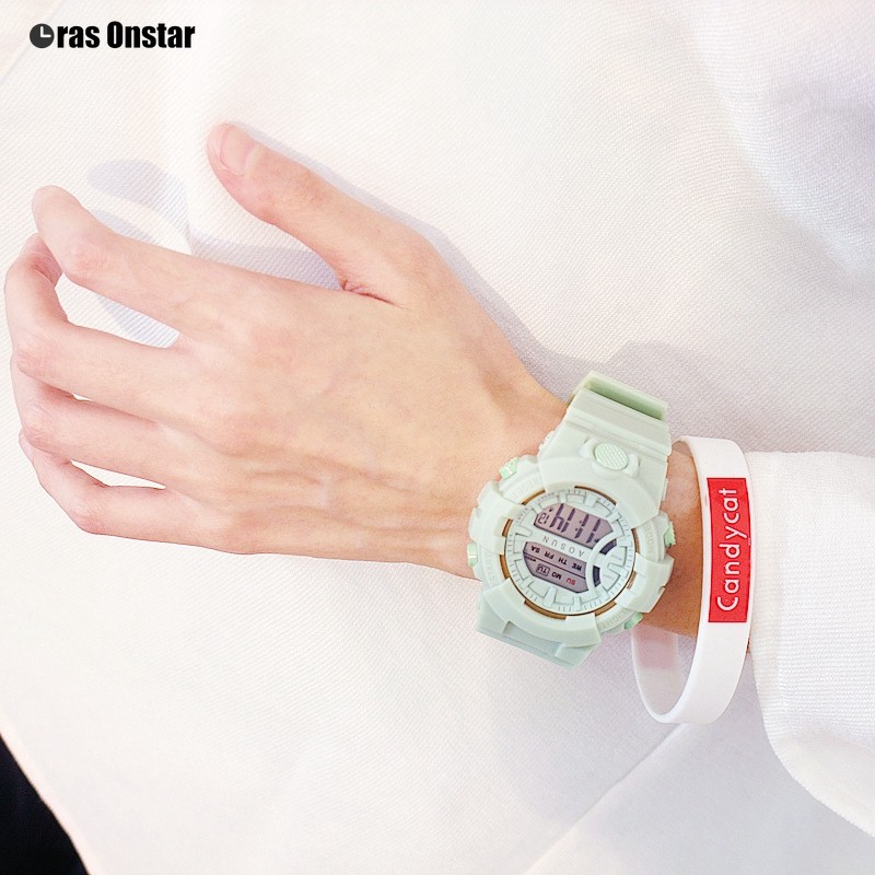 Jam Tangan Wanita Kalender Pasangan Elektronik Luminous Waterproof Digital Fashion Jelly LED Watch-5