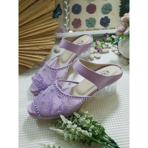 rafaizoutfit sepatu wanita cantik alissa lilac tinggi 5cm kaca