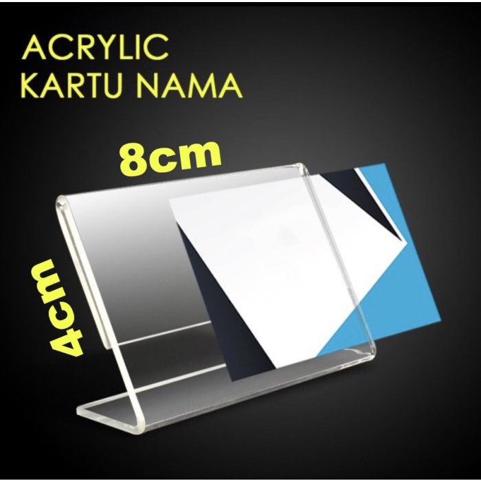 Acrylic Stand Kartu Nama Meja - Akrilik Label Stand Display 8cm x 4cm