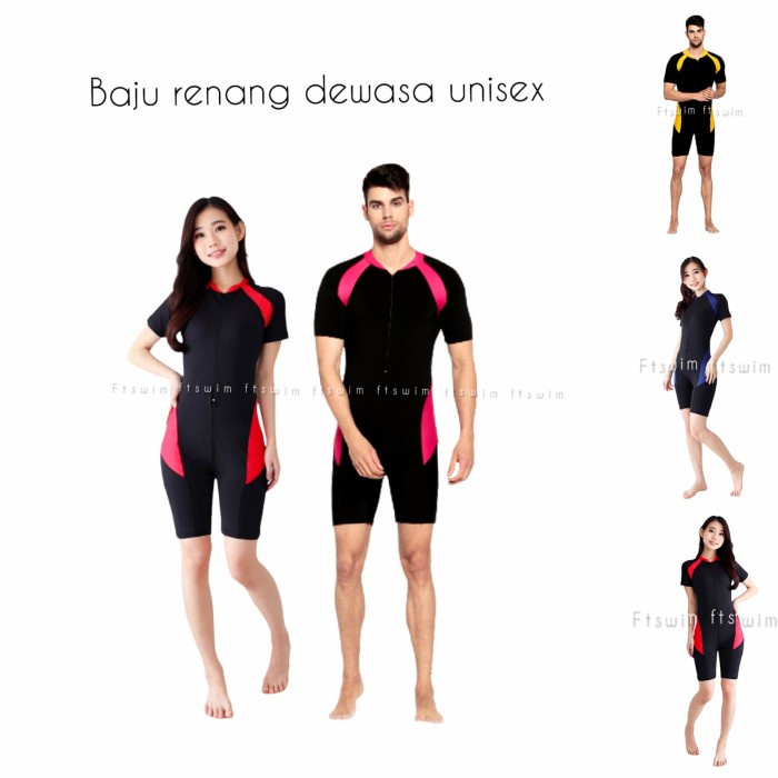 Baju Renang Wanita Baju renang wanita pria dewasa pendek/baju diving laki-laki cewek cowo - We002, L