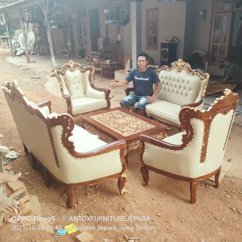kursi tamu jati Romawi mebel Jepara