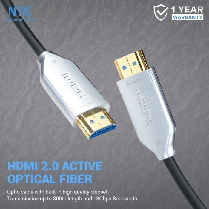 Kabel NYK HDTV Multimedia Fiber Optic 60 Meter Active 2160P ULTRA HD 4K HDR 60M