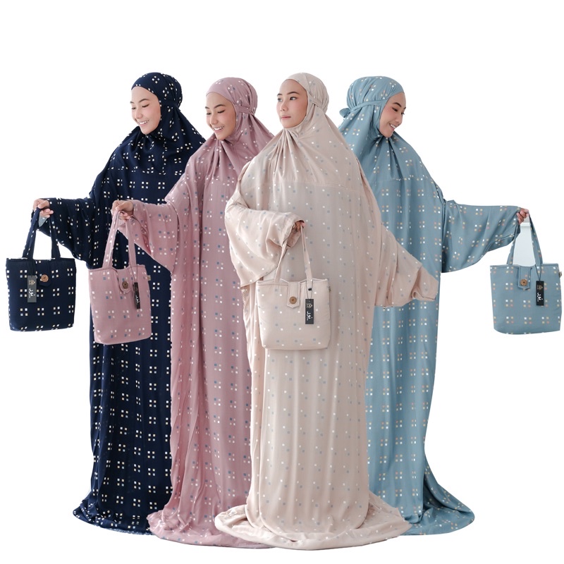 Mukena Hadramaut Rayon Terusan Motif Domino