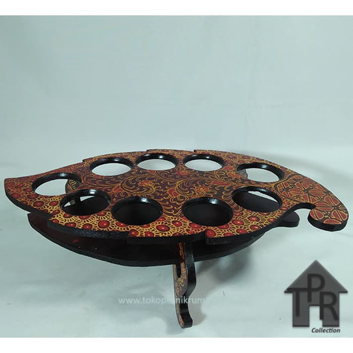 Rak aqua gelas - kayu batik model daun - i9BGA218