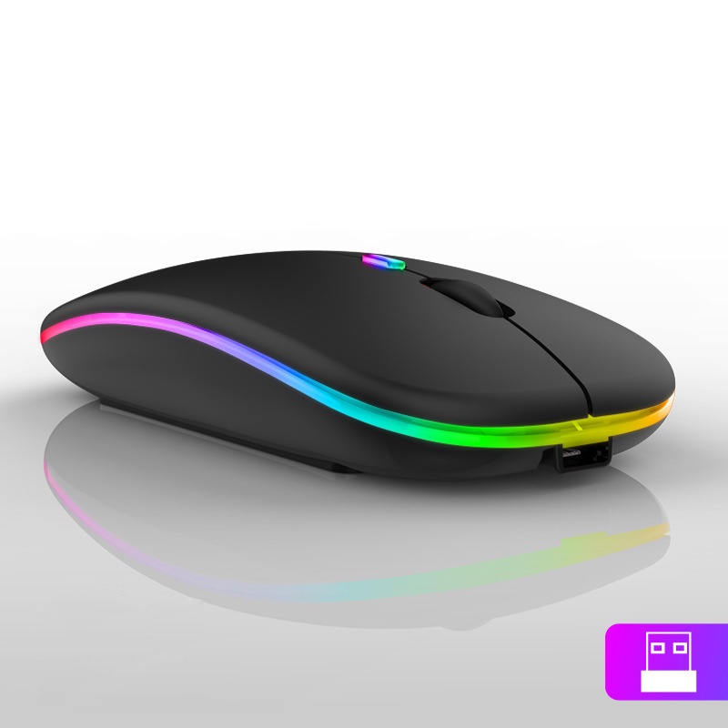 【COD】Viqoo MOUSE GAMING LED Wireless 2.4G &amp; Bluetooth 5.1 Rechargeable Slim Mouse 1600 DP