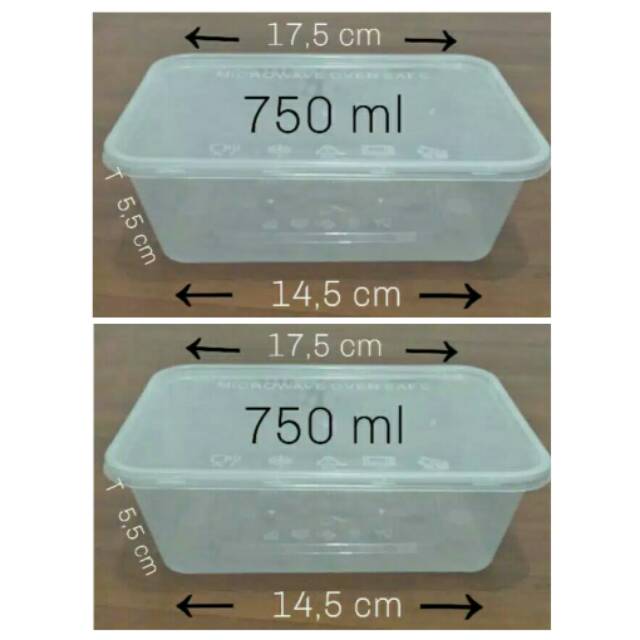1 pack Thinwall Box Plastik 750ml/PP5/kotak makanan/microwave safe/bento/salad/brownies lumer