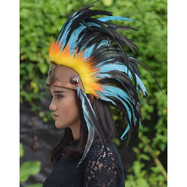 TOPI INDIAN-INDIAN HEADDRESS MOHAWK PERMATA WARNA