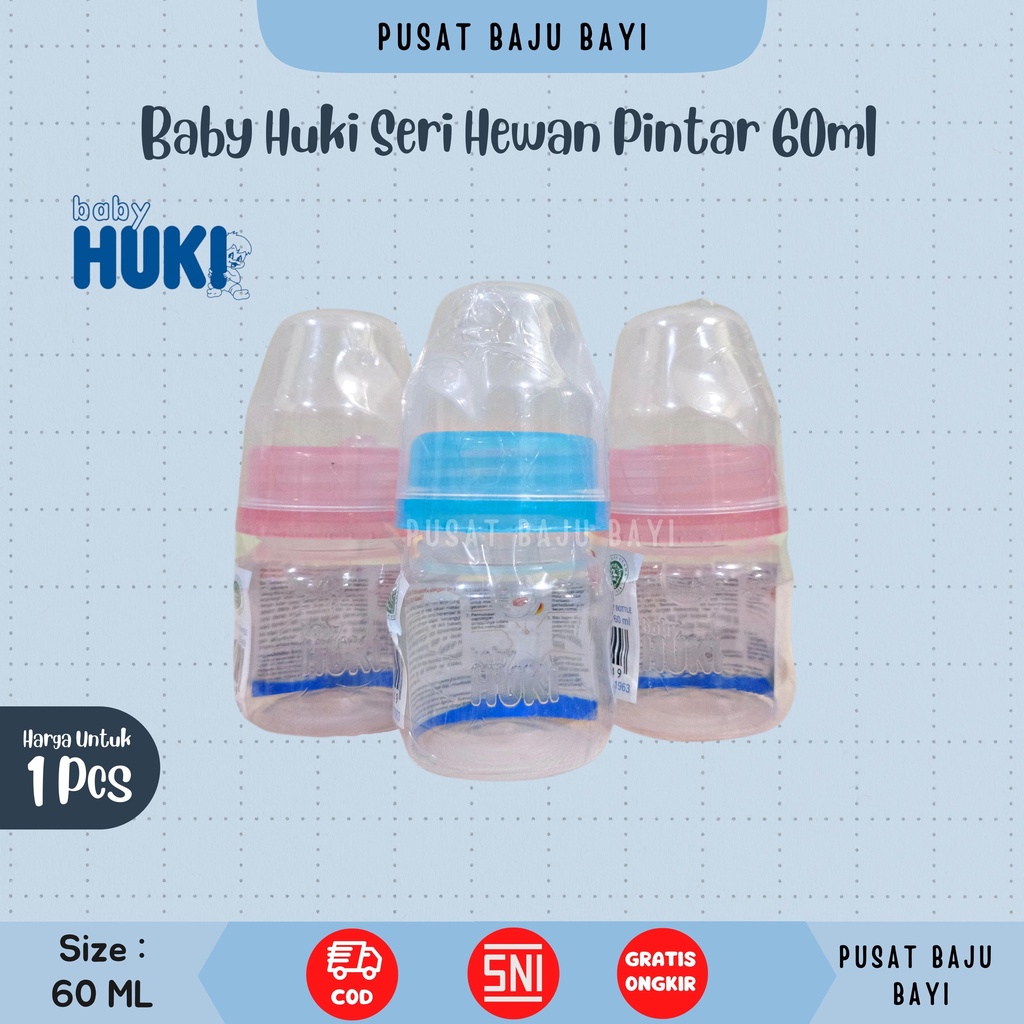 Baby Huki Botol Susu PP SP Round 60 ML 120 ML 240 ML Dot Gepeng Nipple Silicone Orthodontic