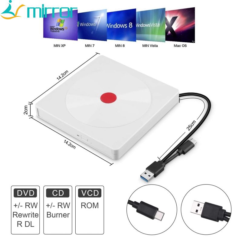 Dvd Drive Eksternal Usb 3 0 Portable Cd Dvd Rw Drive Dvd Player Untuk Laptop Cd Rom Burner Shopee Indonesia