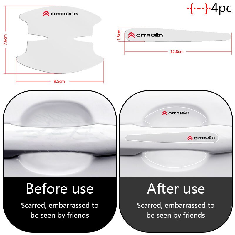 8pcs film Pelindung handle Mobil Transparan Untuk Citroen C1 C2 C3 C4 C5 C3 Picasso C-Elysee Jumper