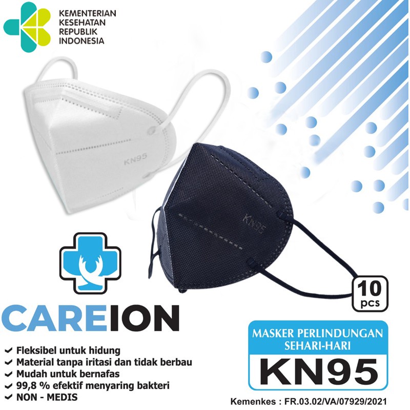 Masker KN95 CAREION HITAM isi 10 pcs BLACK Face Mask CARE ION 5ply 10pcs per pack KN 95 Facemask 5 ply