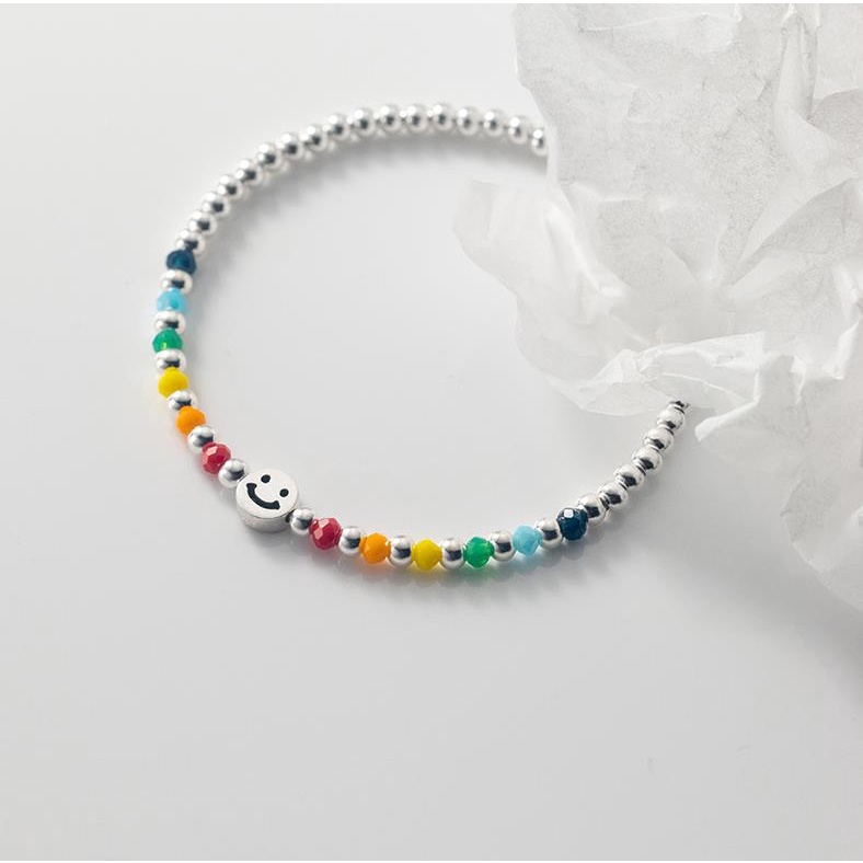 Gelang S925 Silver Aksen Manik-Manik Warna Awan Gaya Korea Untuk Wanita