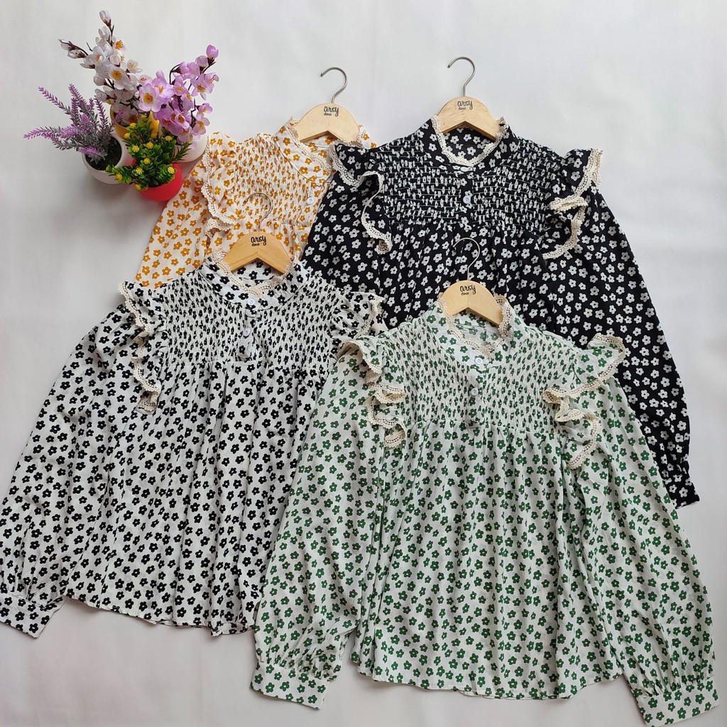 ARSY STORES | Blouse Wanita Korea Jumbo Balon Hitam Putih Korea - Nadian Blouse Korean Style-6