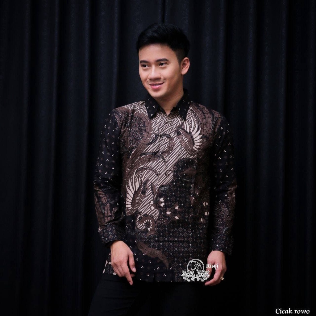 Batik Pria Lengan Panjang BATIK NAKULA HRB026 motif KERATONAN Kode 002 size M L XL XXL Reguler