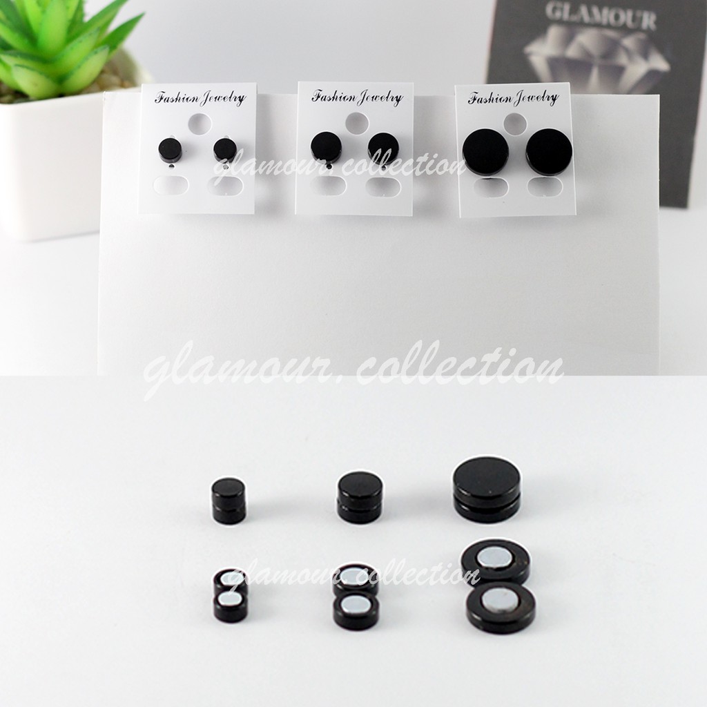 [COD] Anting Telinga Magnet Titanium HITAM-Tanpa Lubang Tindik