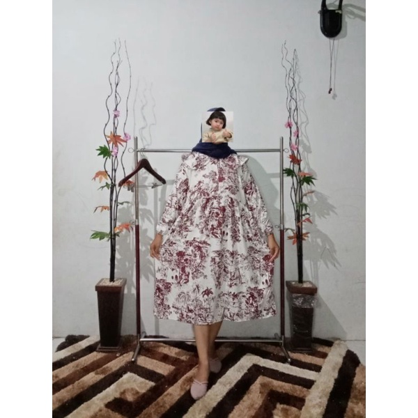 MIDI DRESS PUTIH MOTIF ld 115cm