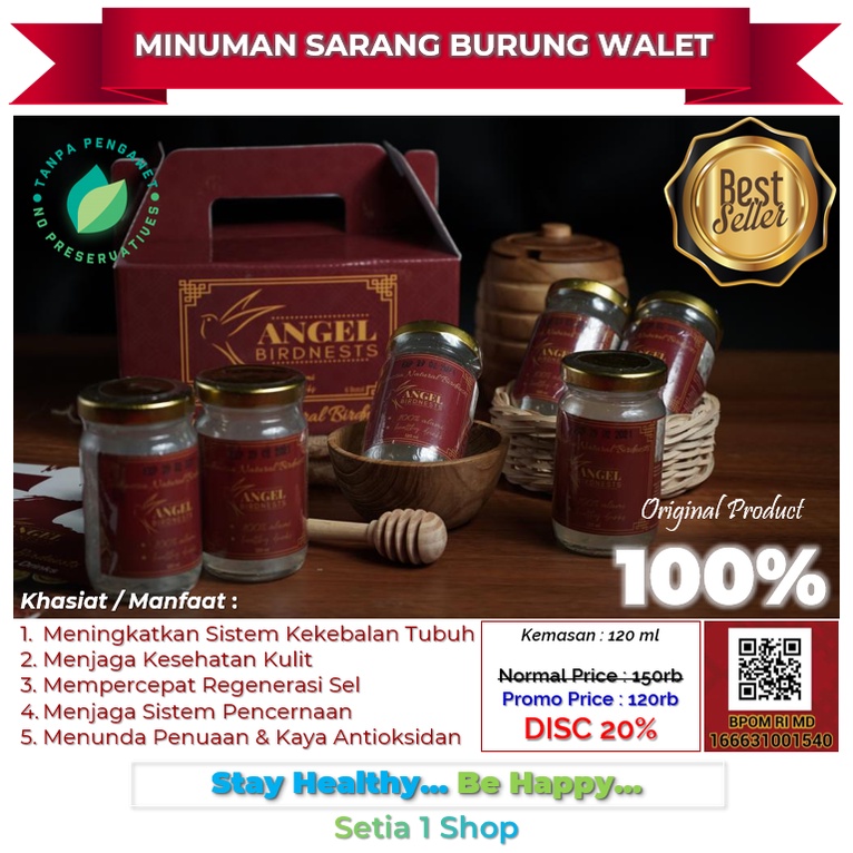 

Minuman Sarang Burung Walet Premium Angel Birdnests 120ml Alami Tanpa Pengawet Sehat Stamina Terjaga Awet Muda