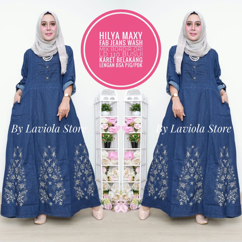 aero maxy | ariani | khaira maxy | hilya maxy | ninis maxy gamis jeans bordir