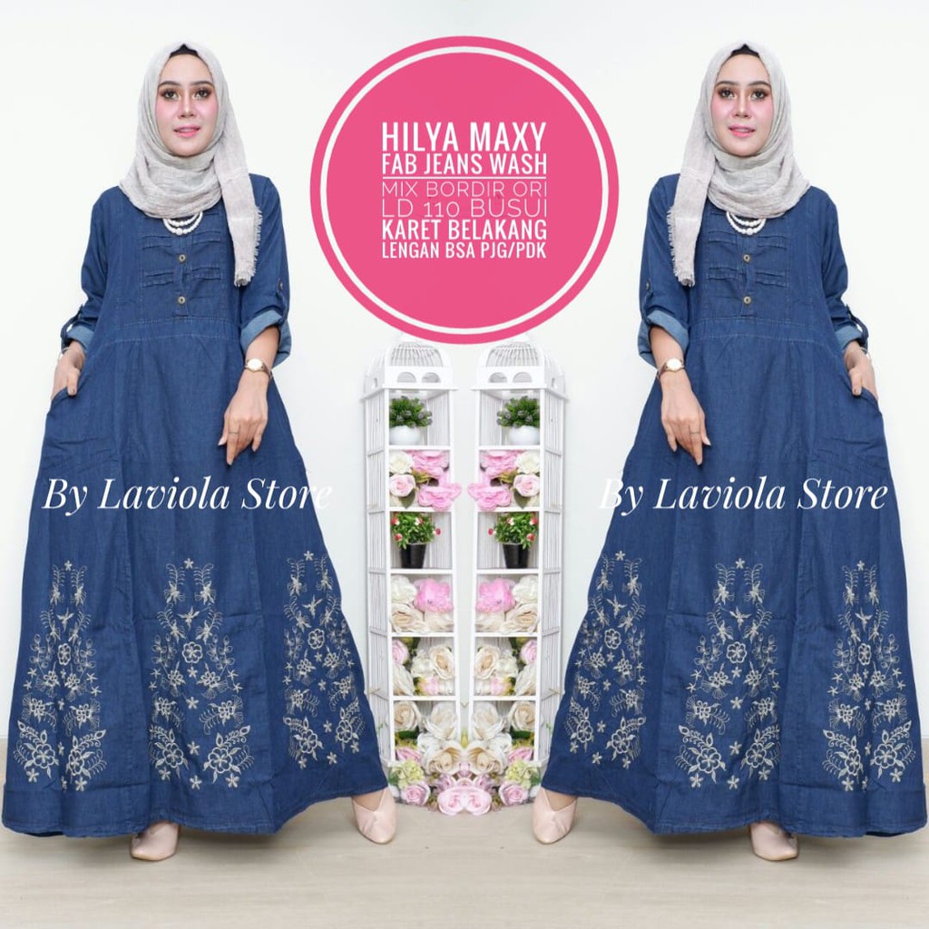 aero maxy | ariani | khaira maxy | hilya maxy | ninis maxy gamis jeans bordir