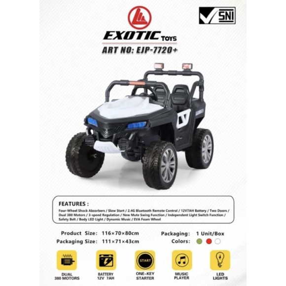 Mainan anak mobil aki Jeep EXOTIC EJP 7720+ ban karet