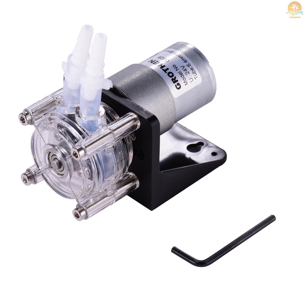 GROTHEN DC 24V Peristaltic Pump with Silicone Tubing High Flow Water Liquid Pump Dosing Vacuum Pump Self-Priming Anti-Corrosion Adjustable Flow for DIY Aquarium Lab Chemical Analysis Dosing Additives L Style