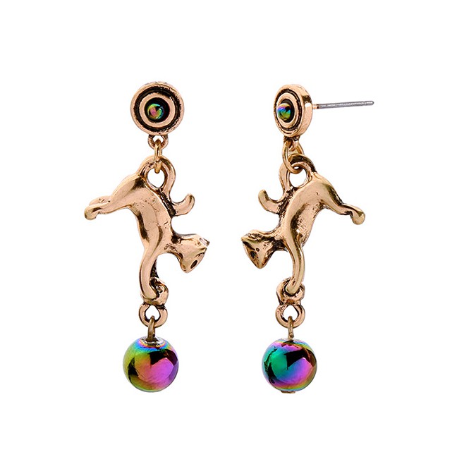 LRC Anting Tusuk Fashion Bronze Small Animal Earrings F57854