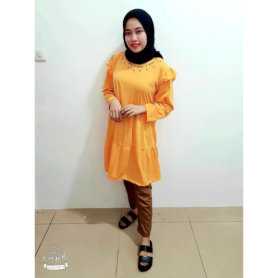 RILLO - TUNIK MUTIARA  REMPEL SUSUN TANGAN RUFFLE  FIT XL / TUNIK MUSLIM