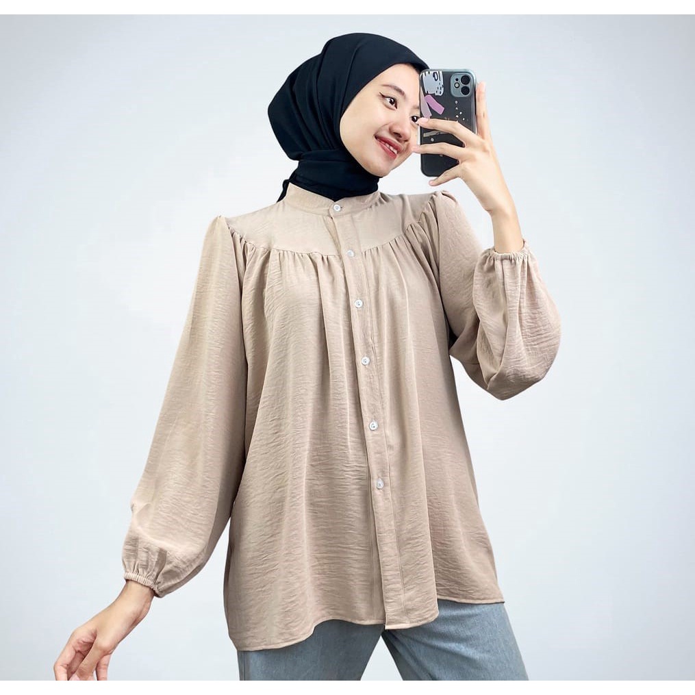 AFI - EC - ⭐️ PREMIUM AIRFLOW CRINCLE ⭐️ Rashifa Shirt Oversize Blouse CRINCLE