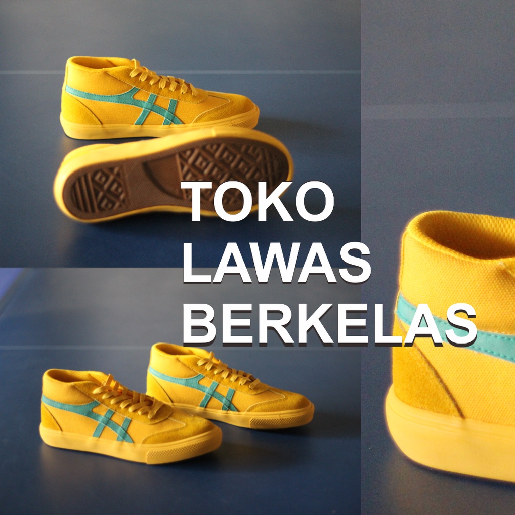 SEPATU KODACHI GALAXY KUNING STRIPE HIJAU - Sepatu kodachi mid cut kuning hijau Kodachi Yellow Green