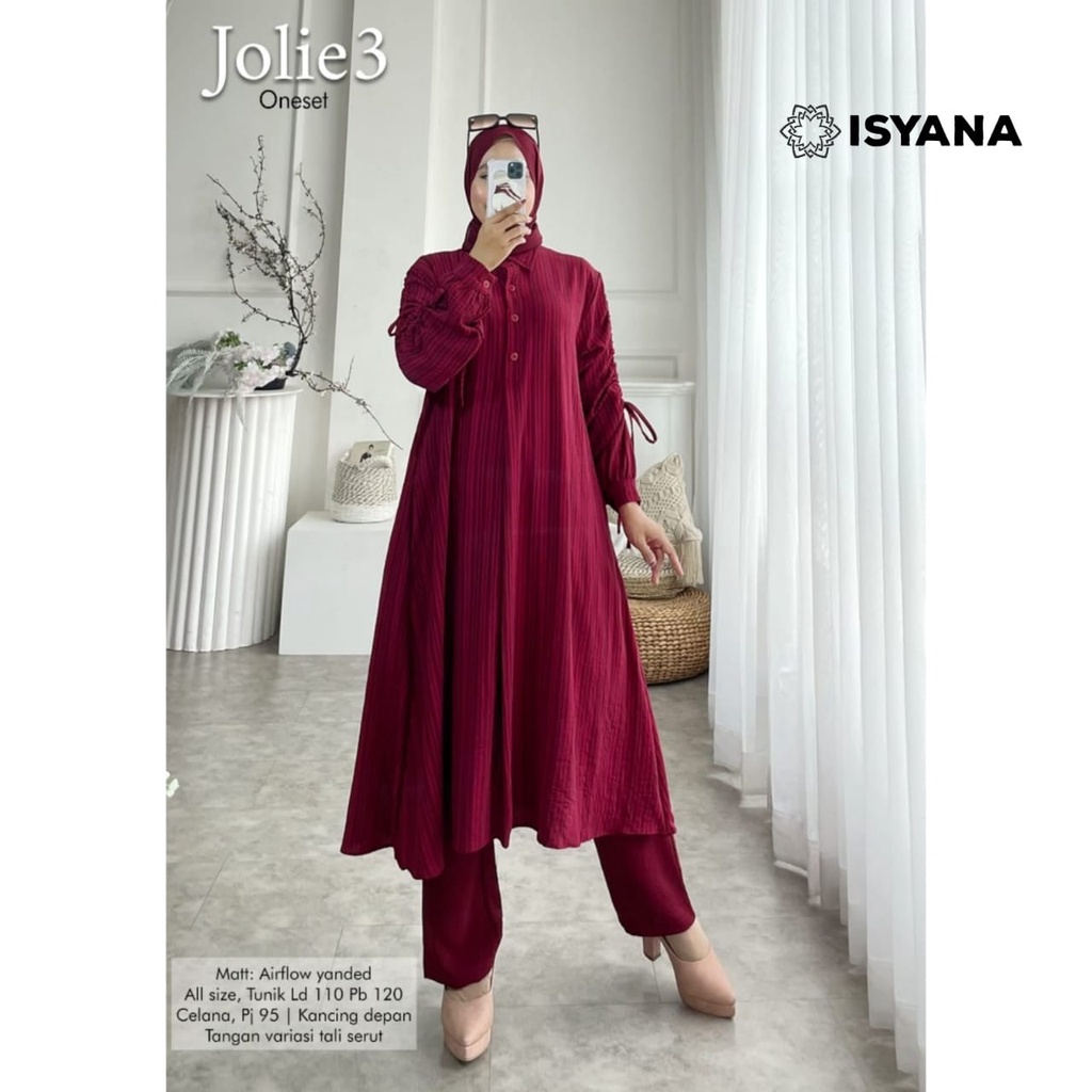 jolie#3 set stelan setelan 1set tunik tunic pakaian baju dress dres kulot celana clana polos 110 xxl