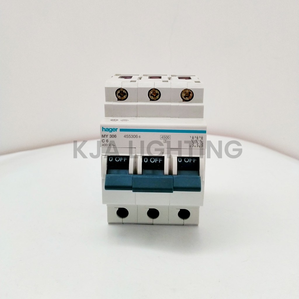 MCB HAGER 6A 6 AMPERE 3 PHASE 3PHASE 3POLE 3 POLE