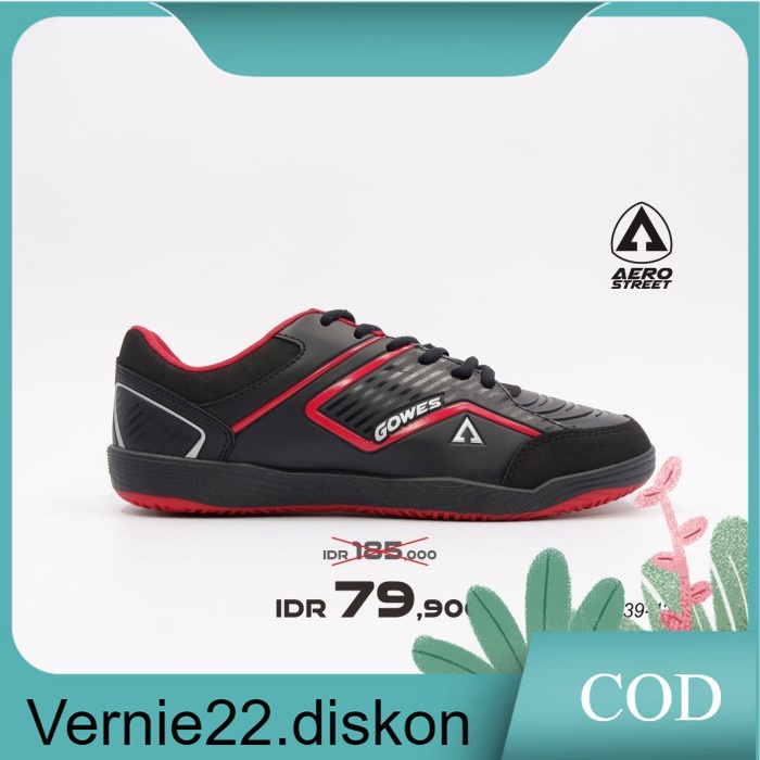 Aerostreet 39-42 Gowes Hitam Merah -Sepatu Sport Pria Wanita Aero - 39