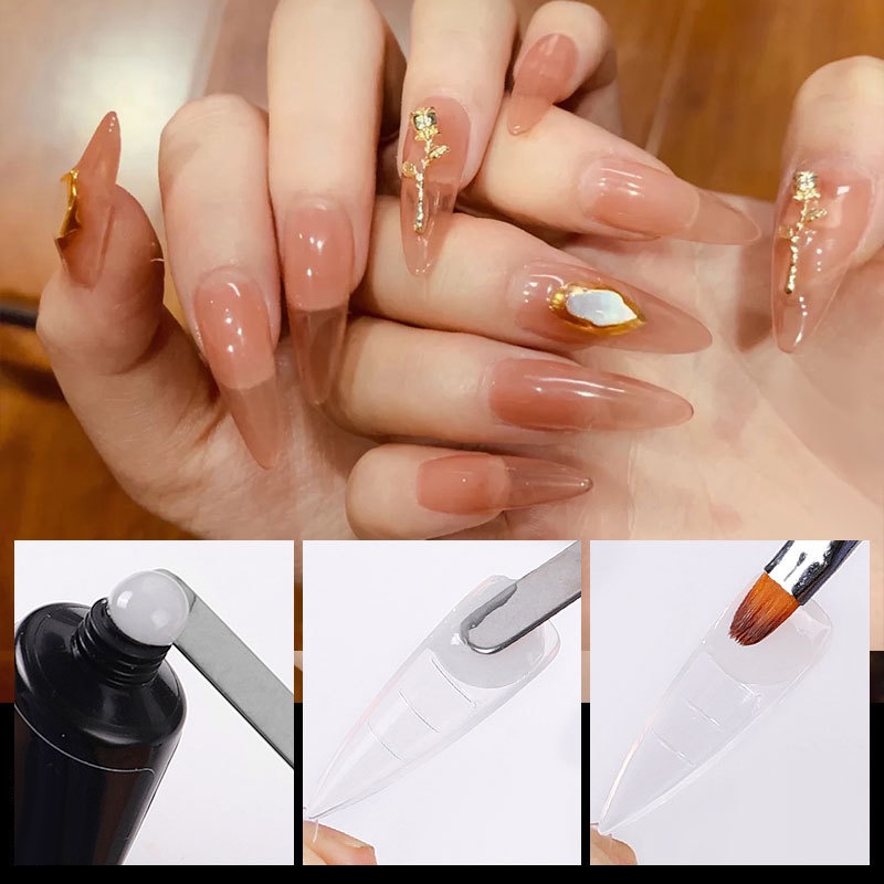 100pcs Kuku Palsu Akrilik Full Coverage Warna Bening Untuk Dekorasi Nail Art