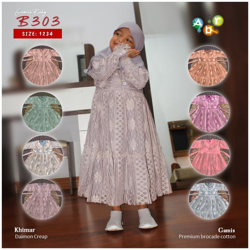 SETDRESS BUSANA MUSLIM GAMIS ANAK PEREMPUAN BRANDED ABR  USIA 1-5 TAHUN