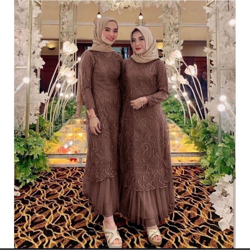 Maxi Geraldine /Maxi Aldine /Gamis Tille Mutiara /Gamis Motif Bordir Import