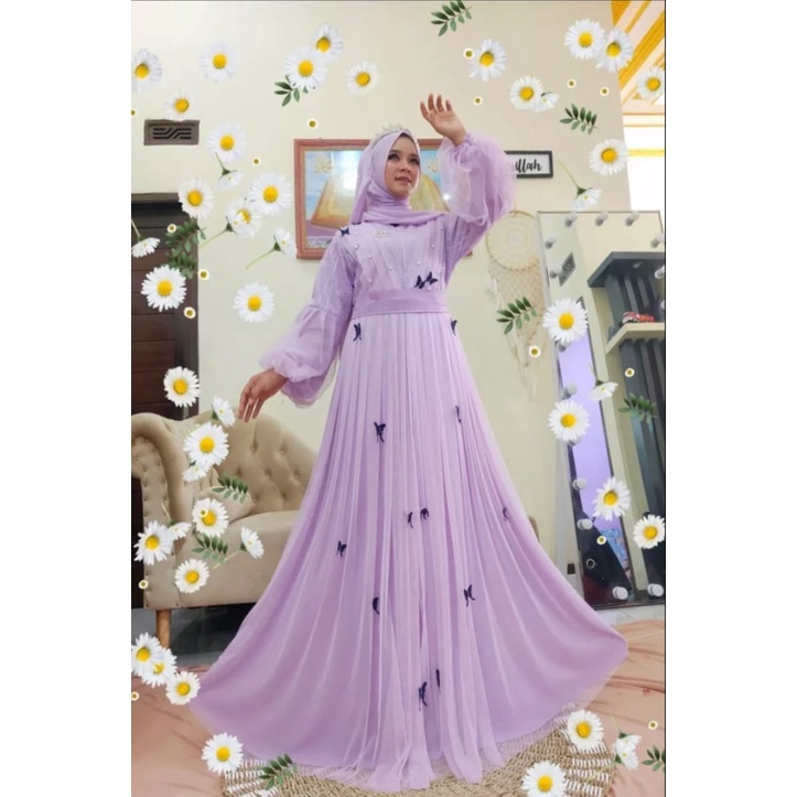 Gamis Butterfly Gamis Ceruty Brukat Gamis Pesta Gaun Pengantin Gamis Kondangan Dress Muslimah Gamis 