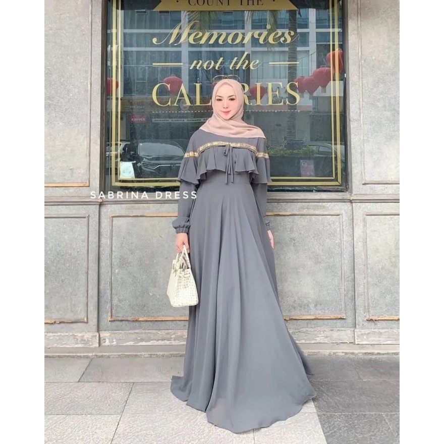 Gamis Wanita Kekinian Sabrina Dress Ceruty Baydoll Pakaian Wanita Baju Muslim Wanita Modern Gamis Model Terbaru 2023 Maxy Dress Wanita Jumbo Baju Dress Muslim