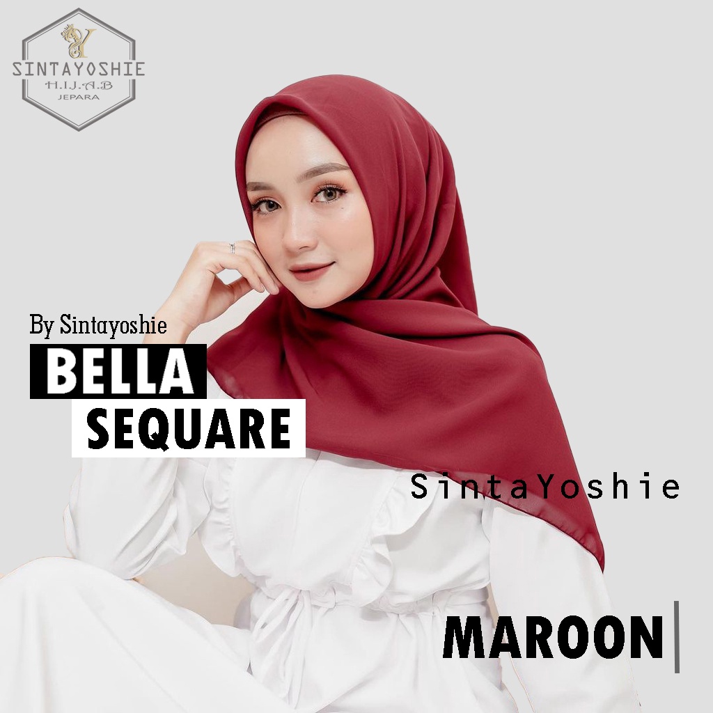 Jilbab Bella Square Hijab Segi empat Pollycotton Kerudung Segi empat Polos