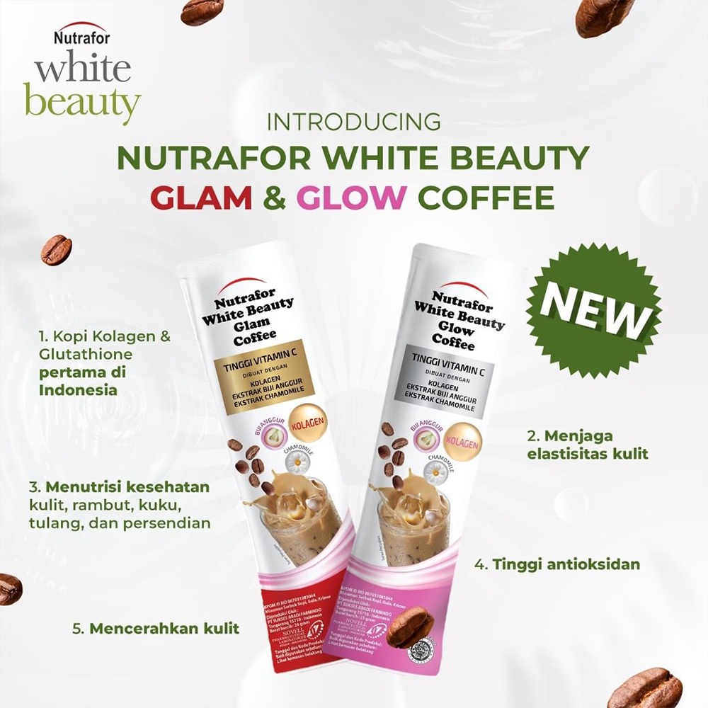 Nutrafor White Beauty Coffee Minuman Kopi Kolagen Nutrisi Kulit Sachet