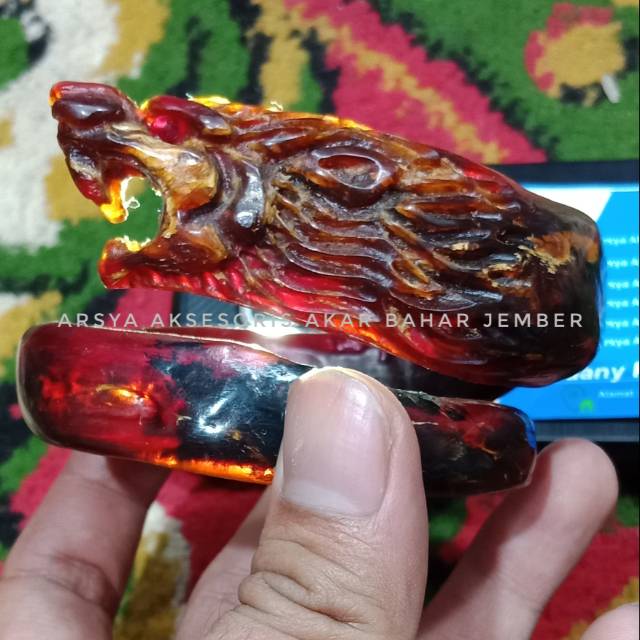 GELANG AKAR BAHAR MERAH UKIR MACAN