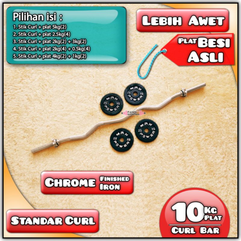 STIK BARBEL EZ CURL BAR + PLAT BARBEL 10KG